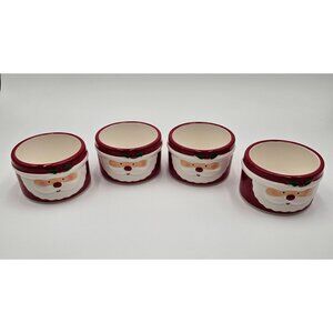 The Bake Shop By Masterclass Set of 4 Santa Claus Ceramic Ramekins Holiday Decor